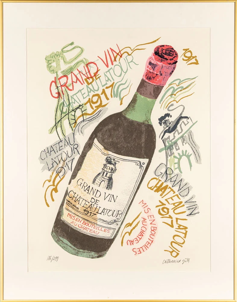 CATHARINA GÖTH. Färglitografi, Grand Vin De Chateaulatour 1917, Signerad & numrerad 186/299. — Engravings & Prints — Norrlands Auktionsverk
