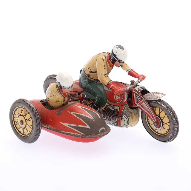 MOTORCYKEL med sidovagn, litograferad plåt, CKO Kellerman, 1948, Tyskland.