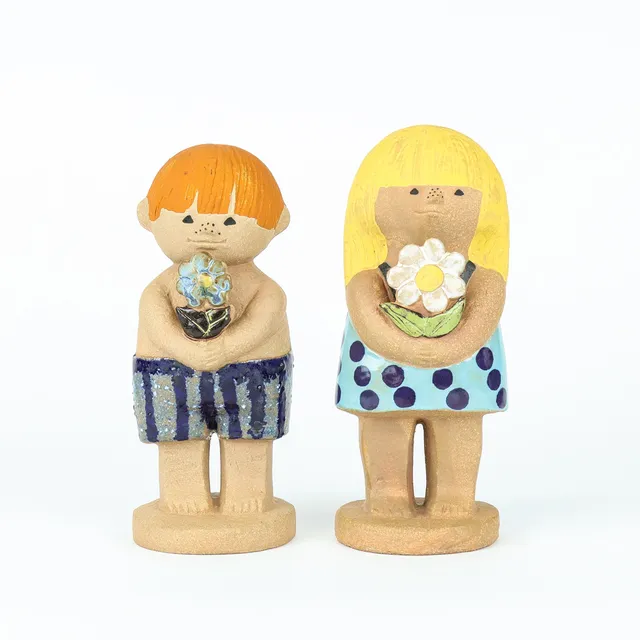 LISA LARSON. Figuriner 2 st, "Adam 2" och "Eva 2", stengods, Gustavsberg.