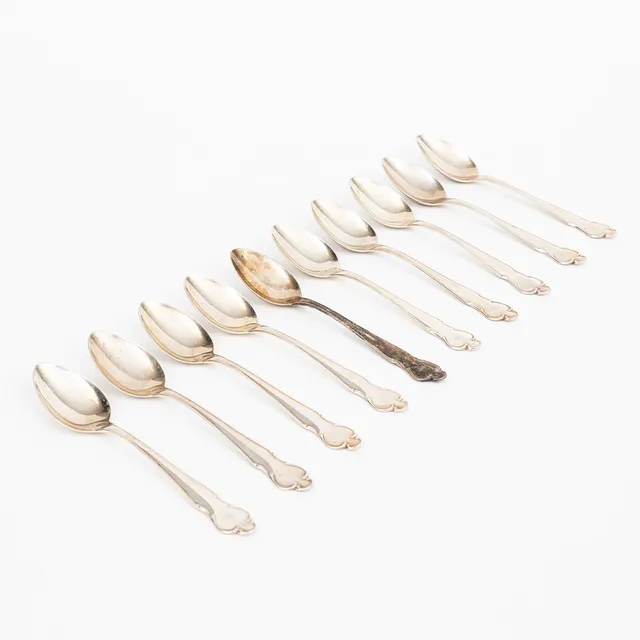 KAFFESKEDAR, 10 st, silver, "Disa", MGAB, Uppsala, 1948.