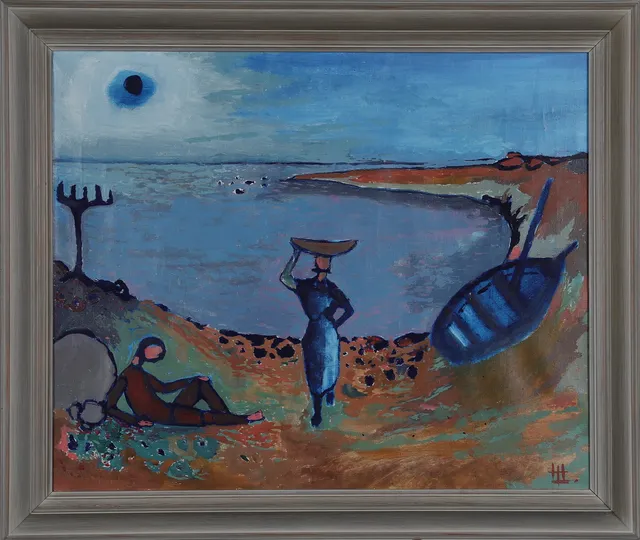 OIDENTIFIERAD KONSTNÄR. olja på duk, signerad HL.