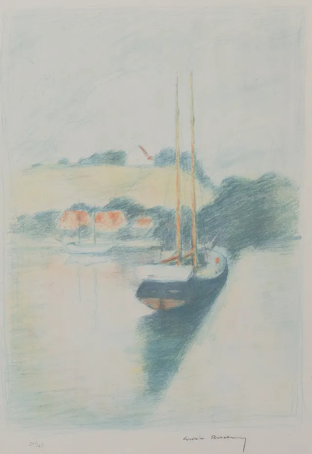 GUSTAV RUDBERG. färglitofrafi, motiv från ön Ven, signerad och numrerad 29/260.