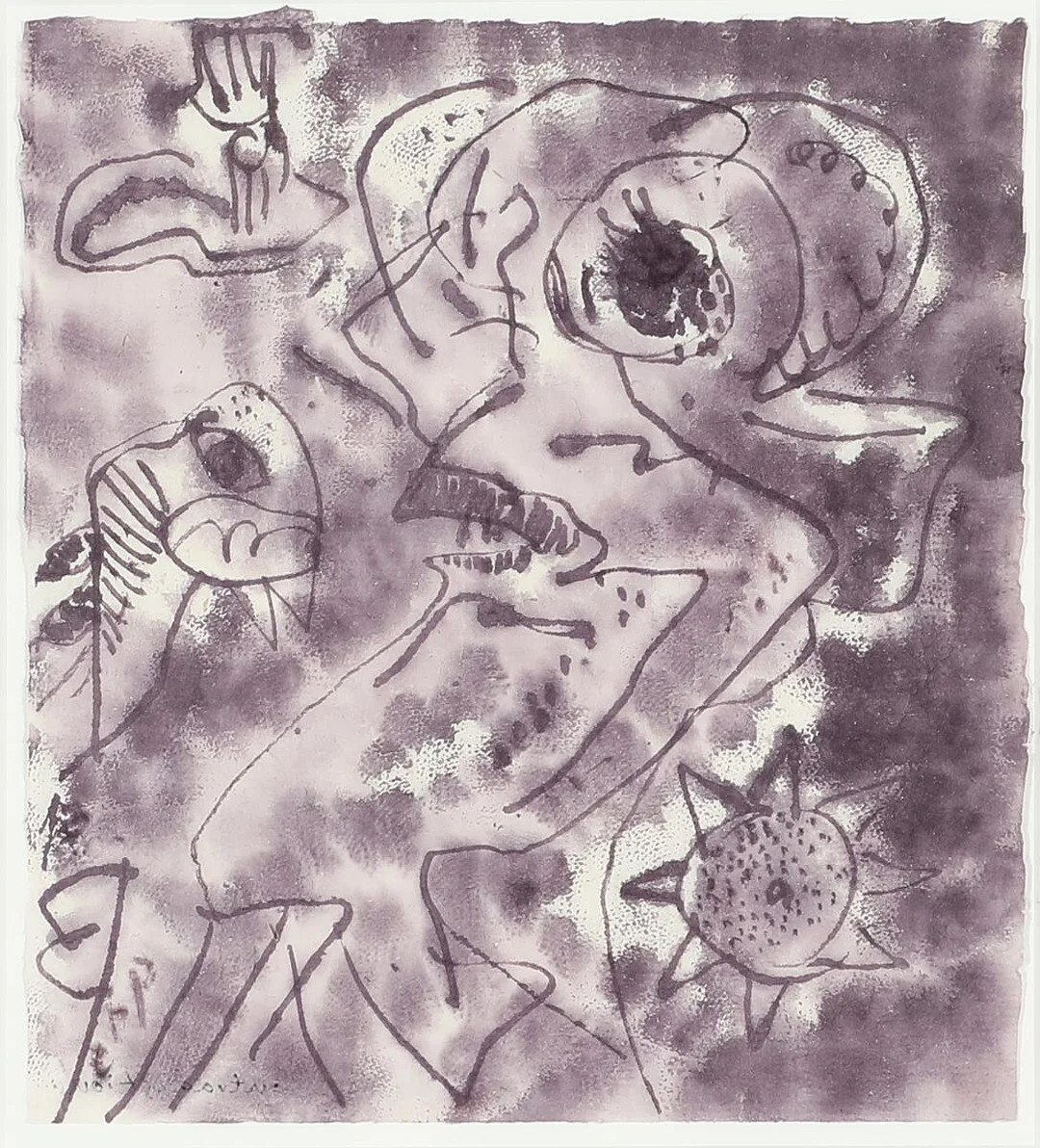 Carl-Henning Pedersen: Untitled. Signed chp. Watercolour on paper. Sheet size 24×22 cm. — Modern Paintings/CoBrA — Bruun Rasmussen