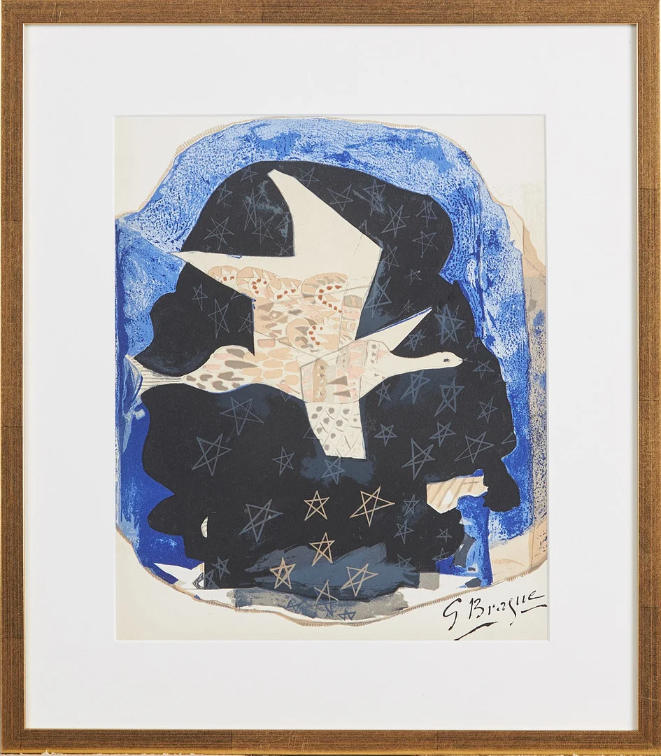GEORGES BRAQUE. EFTER. "Les étoiles", ur Derrière le Miroir nr.115, utgiven av Maeght Paris 1959. — Engravings & Prints — Stockholms Auktionsverk Magasin 5