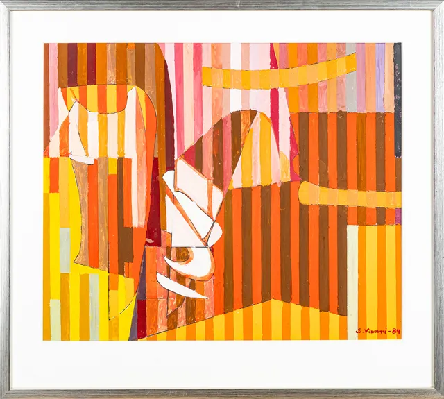 SAM VANNI. Komposition, signerad samt daterad -84, gouache.