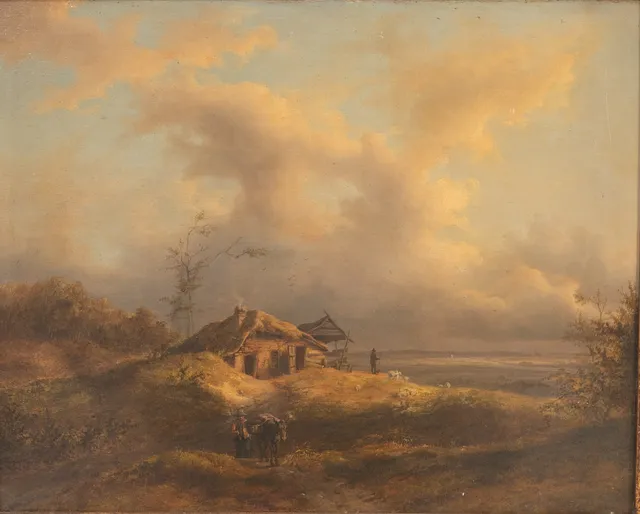NIEDERLÄNDISCHE SCHULE 17./18. JAHRHUNDERT. Landschaft mit Bauernkate bei aufziehendem Gewitter.