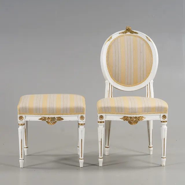 STOL & TABURETT Gustaviansk stil, 18/1900-tal.