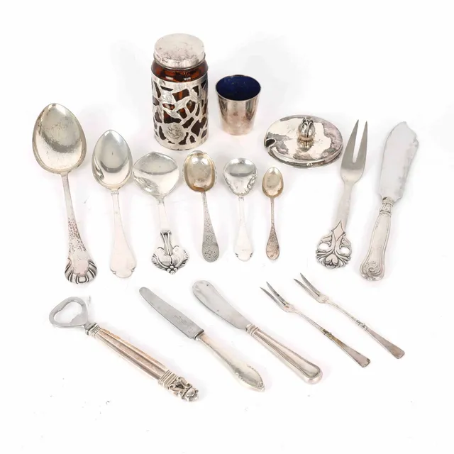 Various parts mixed silver cutlery etc. (16)