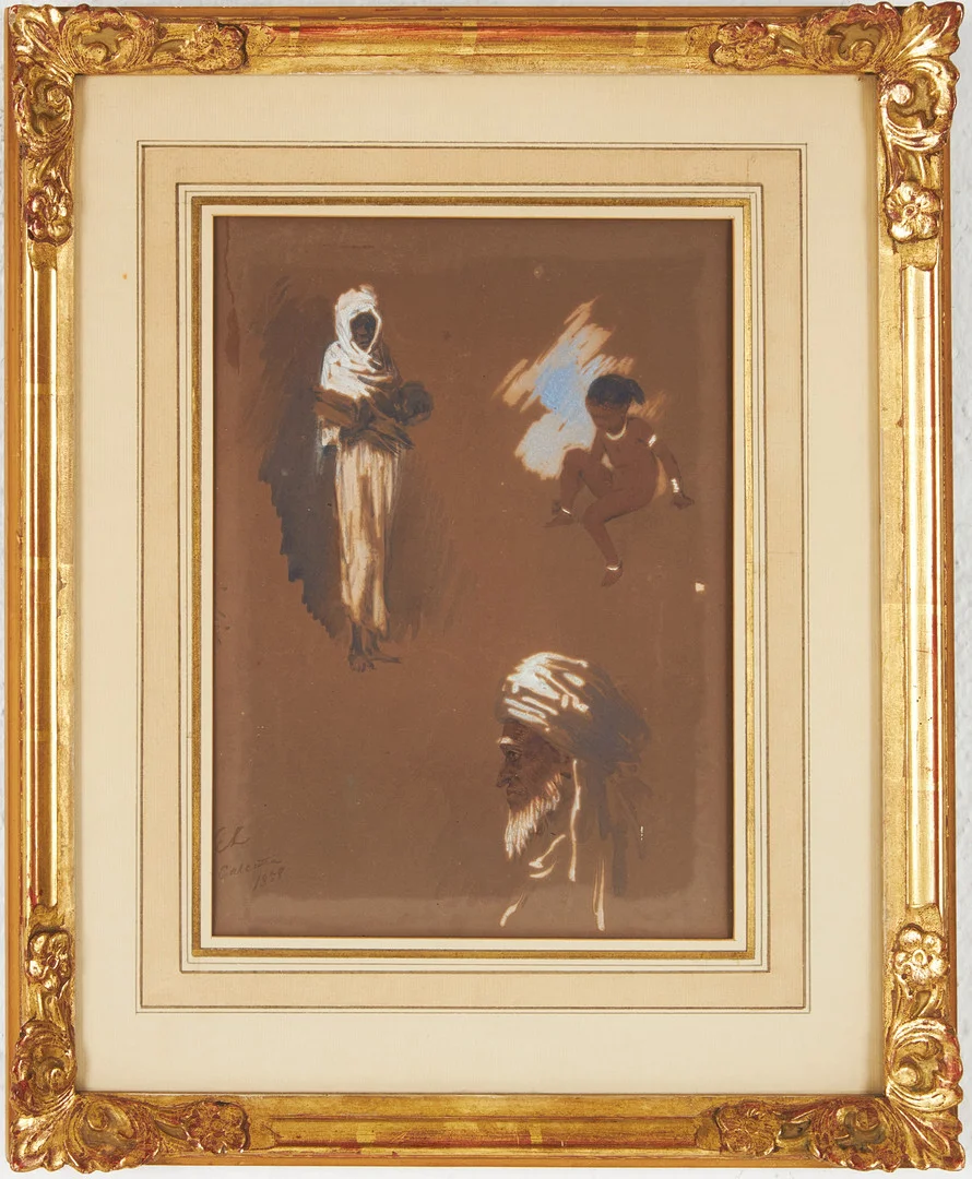 EGRON LUNDGREN. Personstudier - Indien, gouache, monogramsignerad och daterad EL Calcutta 1858. — Drawings — Stockholms Auktionsverk Magasin 5