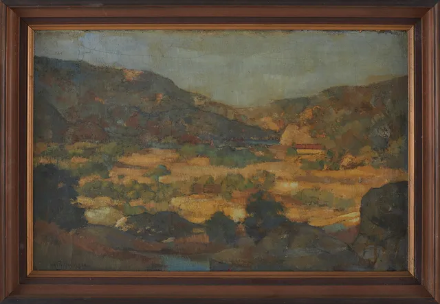 KARL NATANAEL "NATAN" JOHANSSON (1893-1951). Ladskapsmotiv, olja på pannå, signerad.