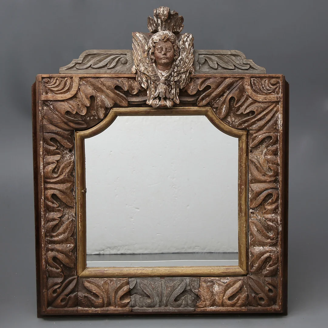 Spanish mirror with wooden frame and Baroque altarpiece elements, 18th Century and later. — Mirrors — Balclis