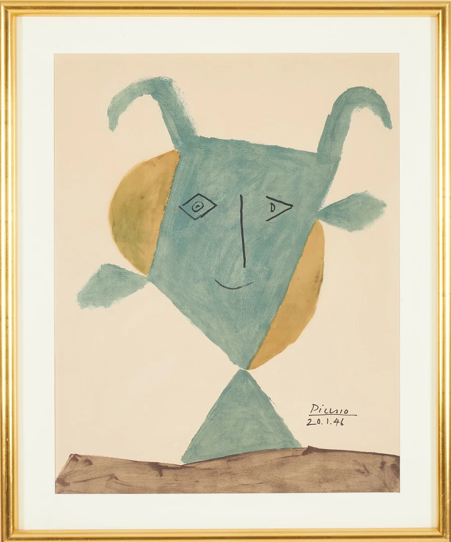 PABLO PICASSO. EFTER. Ur "Faunes et Flore d'Antibes", litografi, signerad i trycket, á tergo märkt, reproduktion 1960 Daniel Jacomet Paris. — Engravings & Prints — Stockholms Auktionsverk Sickla