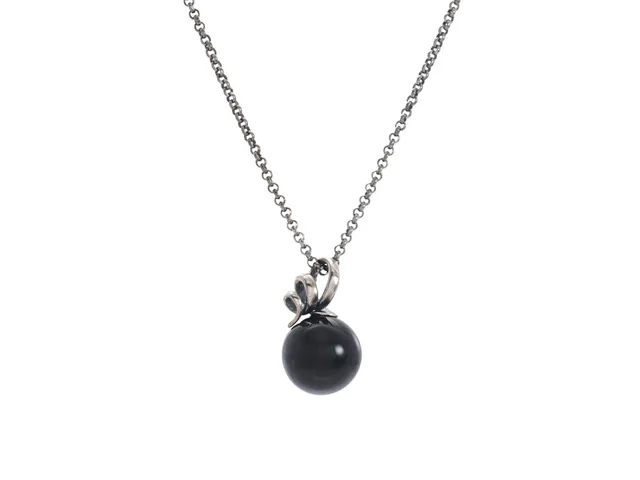 GEORG JENSEN, hänge med kedja, Moonlight grape, oxiderat sterlingsilver, agat, längd 40-42-45 cm.