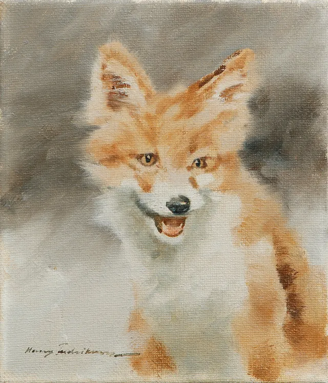HENRY FREDRIKSSON. Räv, olja på duk, signerad.