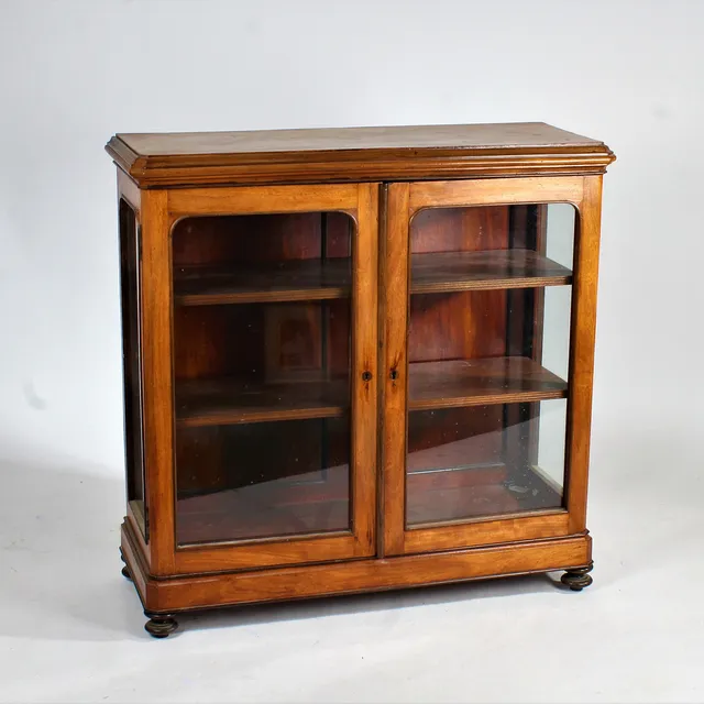 VICTORIAN MAHOGANY AND GLAZED BOOKCASE.