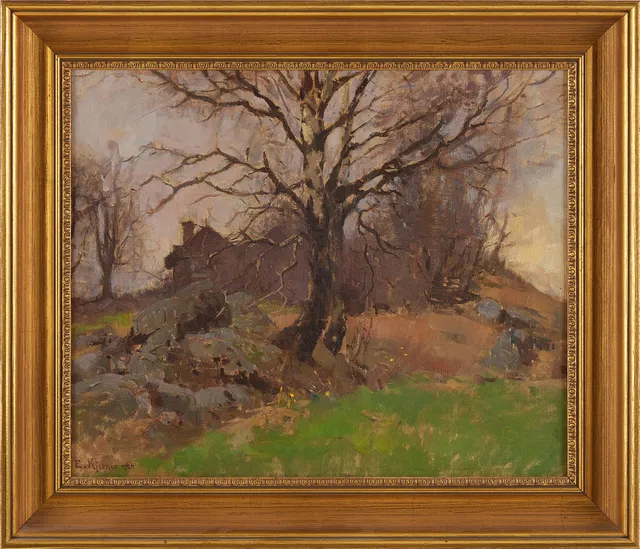 ESTHER KJERNER. ''Vårstämning'', olja på duk, signerad och daterad 1924.