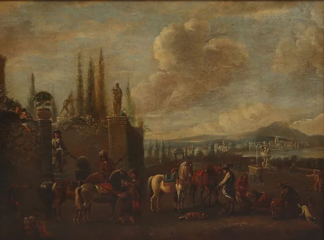 PHILIPS WOUWERMAN (1619-1668). HANS EFTERFÖLJARE. olja på duk, dubblerad, 1600/1700-tal.