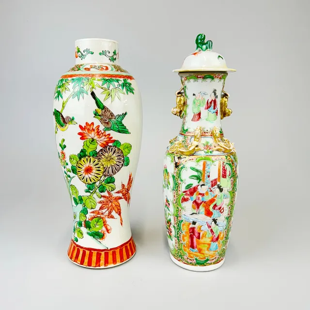 CHINESE FAMILLE VERTE VASE ETC.