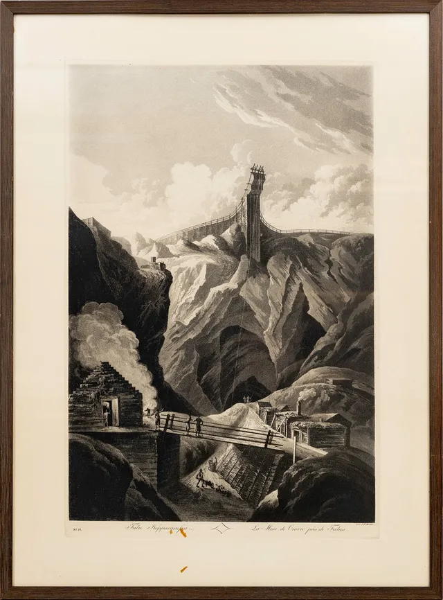 ELIAS MARTIN. EFTER. Falu koppargruva, grafiskt blad, signerad i trycket.