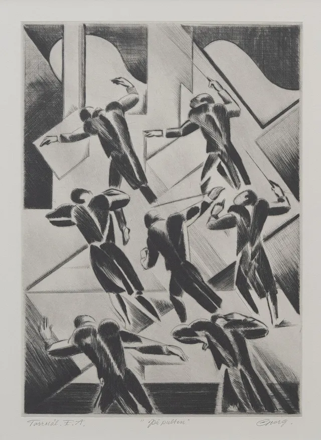 GEORG NILSSON. "På pilten", torrnål nr EA, signerad.