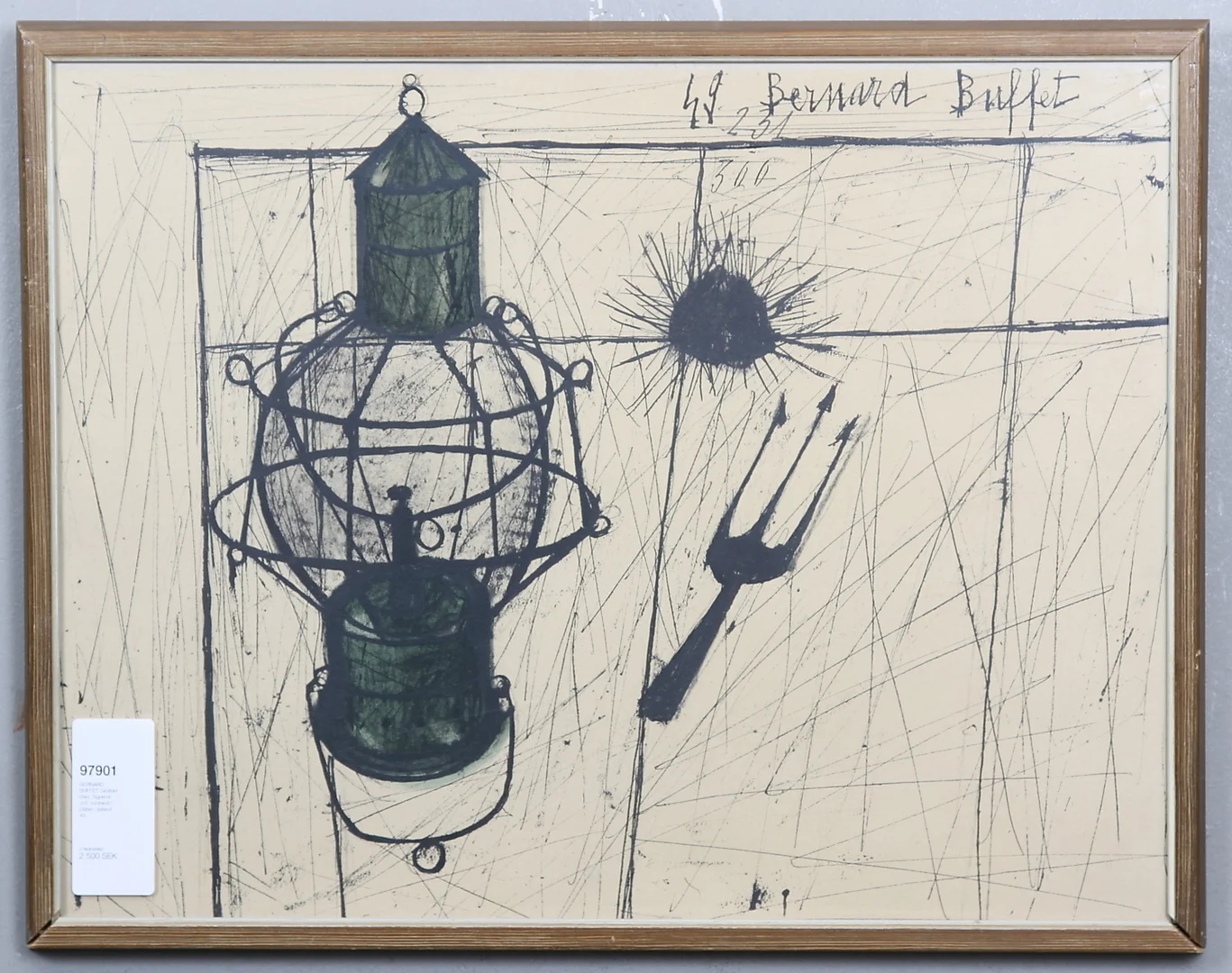BERNARD BUFFET. Grafiskt blad, Signerat och numrerat i plåten, daterat 49. — Engravings & Prints — Gomér & Andersson Linköping
