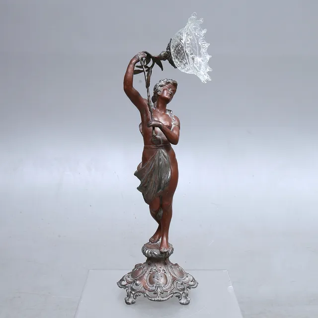 SKULPTUR, patinerad zink, Art Nouveau, sekelskiftet 1900.