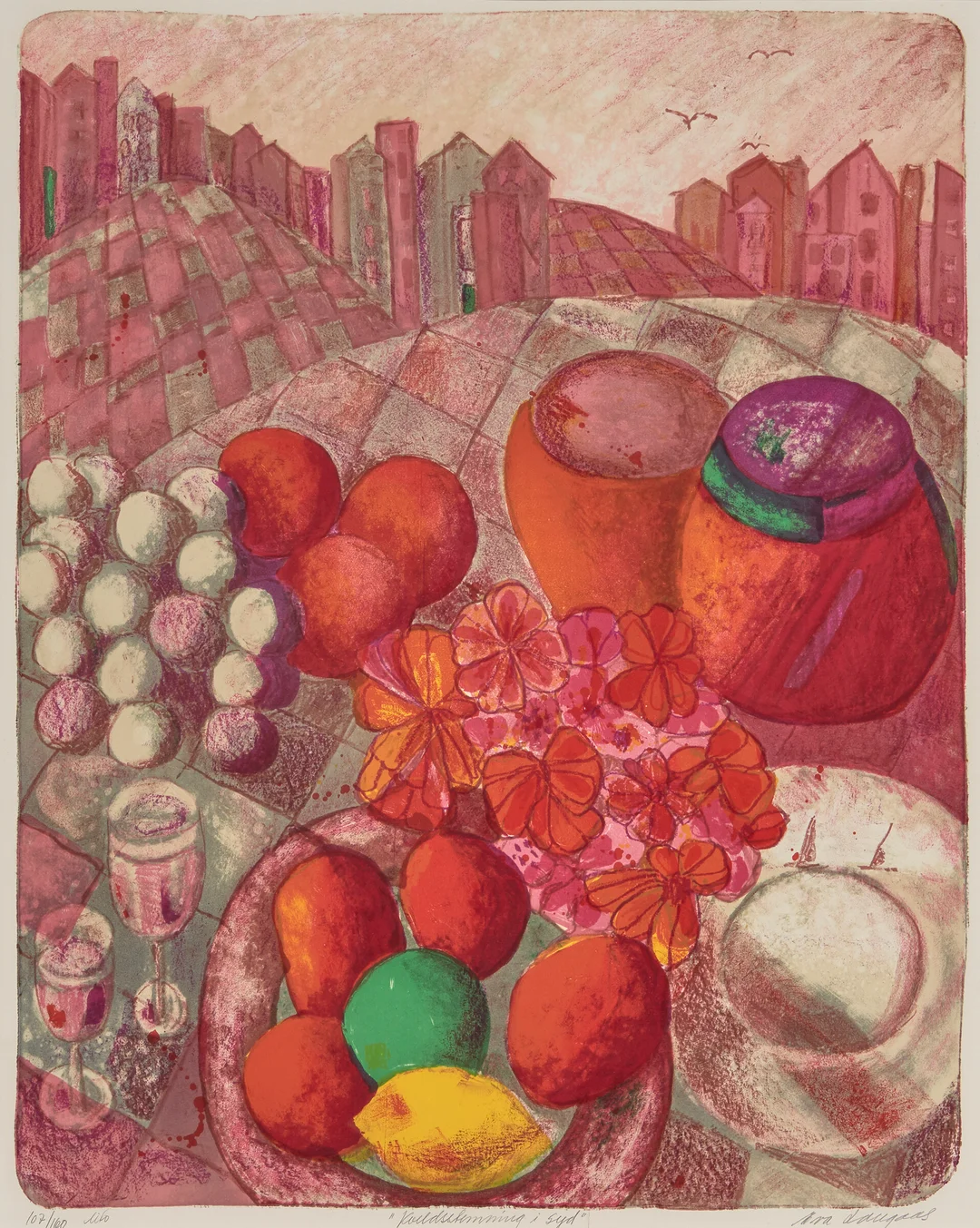 Langaas, Eva — "Kveldsstemning i syd" — Kunst/Grafikk — Blomqvist