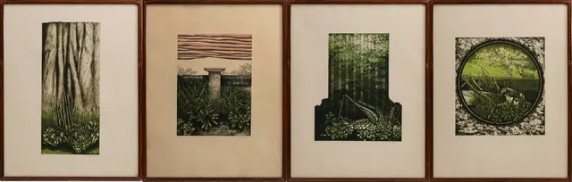 PER SVENSSON. "Den drömda Trädgården", färglitografier, 4 st, signerade, daterad och numrerade, 75/100, 1974.