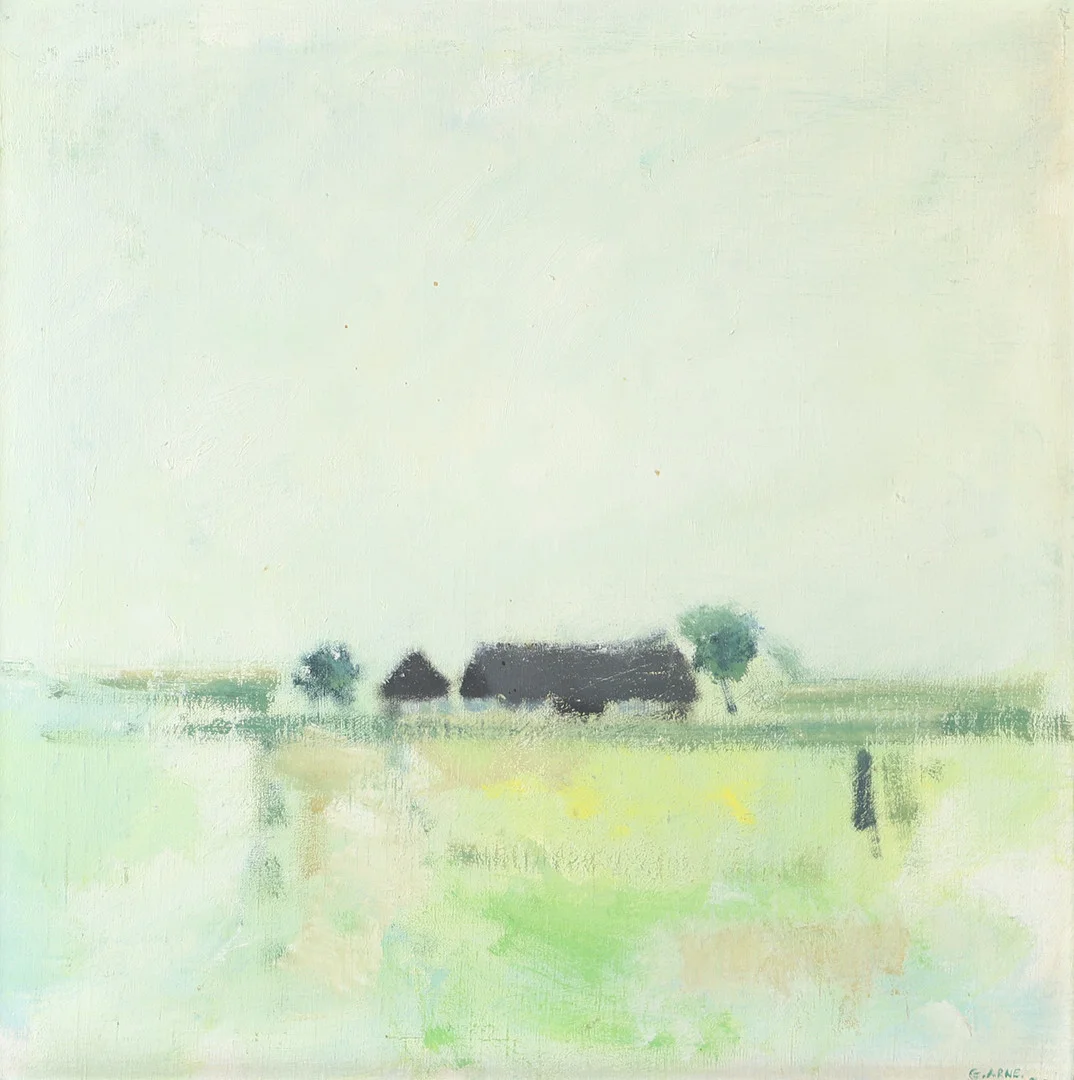 GUSTAV ARNE. Skånskt landskap med gård, olja på duk, signerad G. Arne. — Paintings — Helsingborgs Auktionskammare