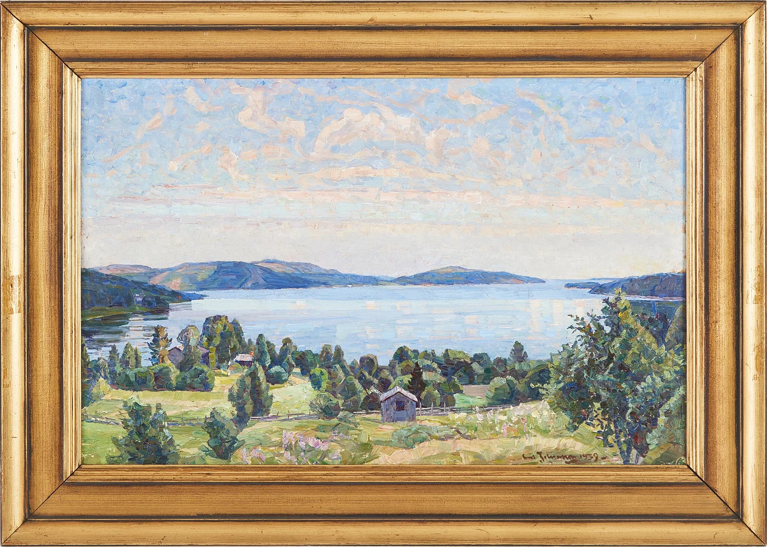 CARL JOHANSSON (1963-1944). "Norra fjärden", olja på pannå, signerad, daterad 1939. — Paintings — Stockholms Auktionsverk Magasin 5