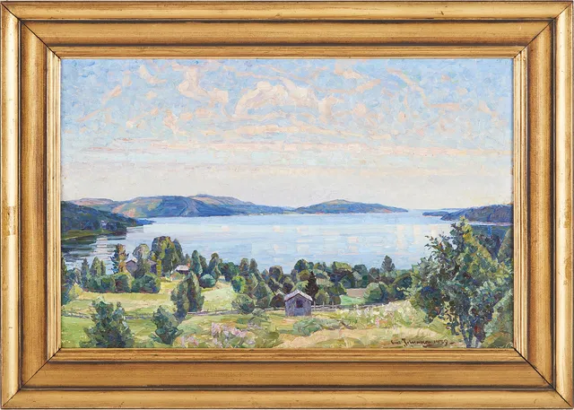 CARL JOHANSSON (1963-1944). "Norra fjärden", olja på pannå, signerad, daterad 1939.