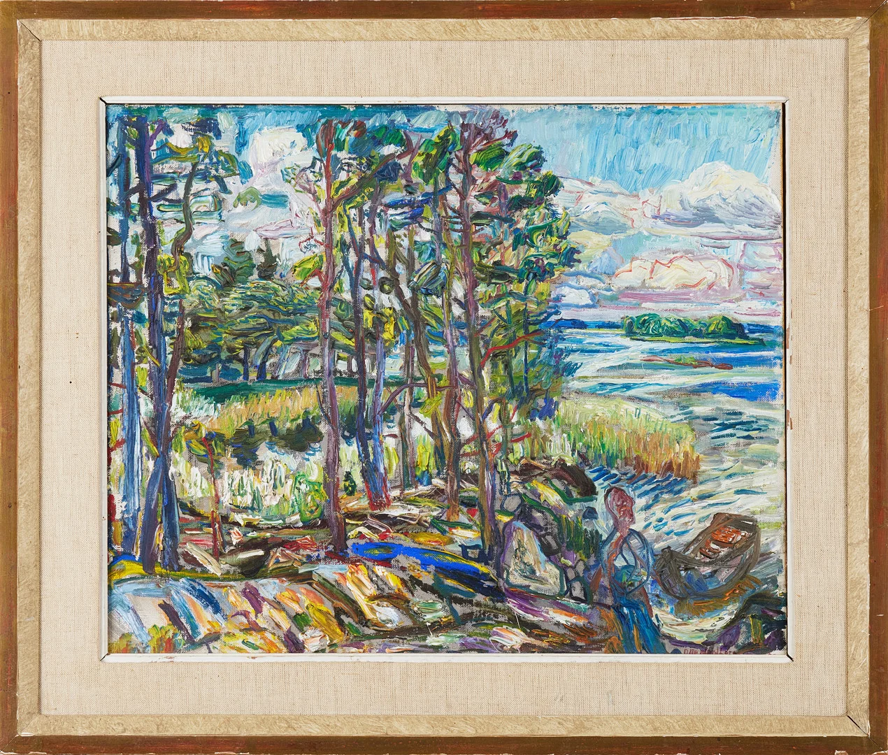 OLLE NORDBERG. Sommarlandskap med eka, oljemålning på pannå, signerad. — Paintings — Stockholms Auktionsverk Magasin 5