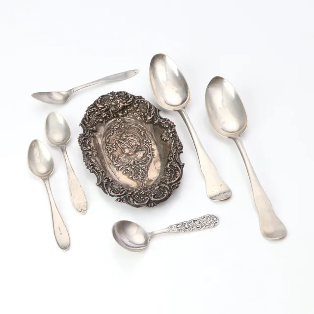 PARTI SILVER, SJU DELAR. Vikt ca 210 gram.