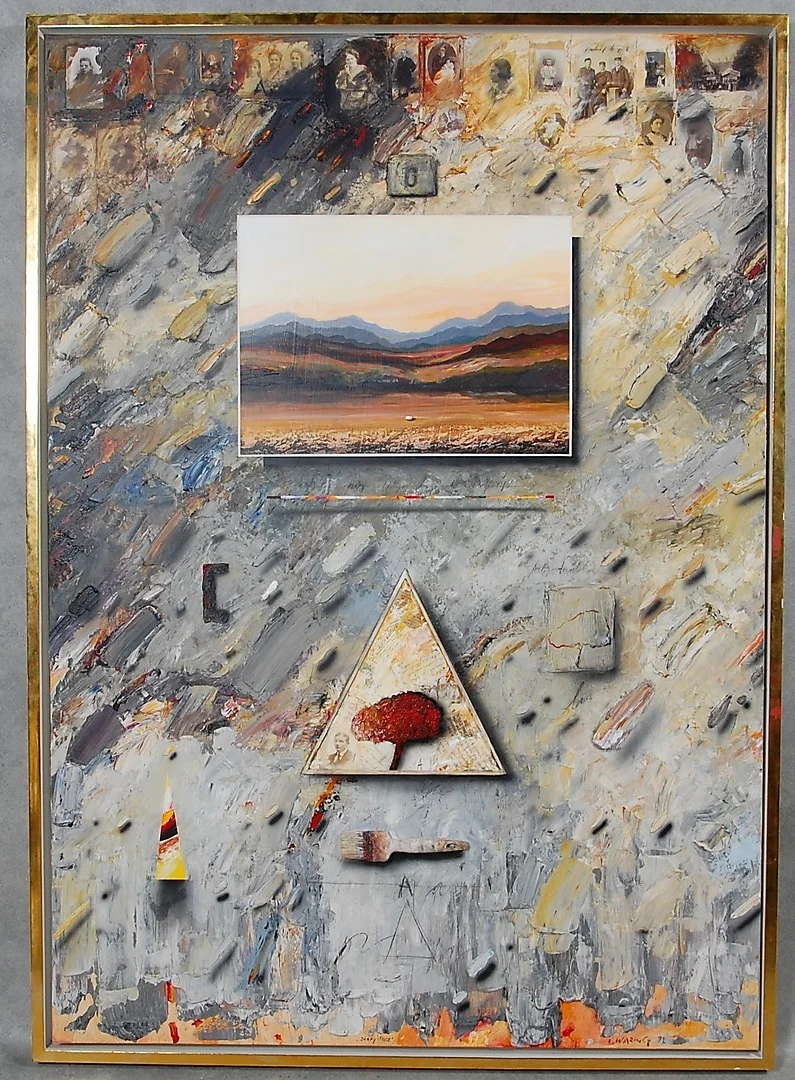JÖRGEN WARING. Danmark 1938, blandteknik, collage, " Diary Page " signerad, daterad -92. — Paintings — Auktionsverket Engelholm