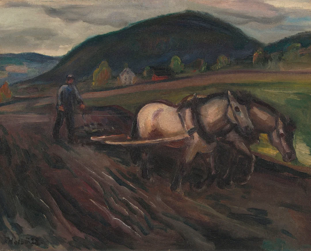 Holbø, Kristen — "Harving" 1928 — Kunst/Maleri — Blomqvist