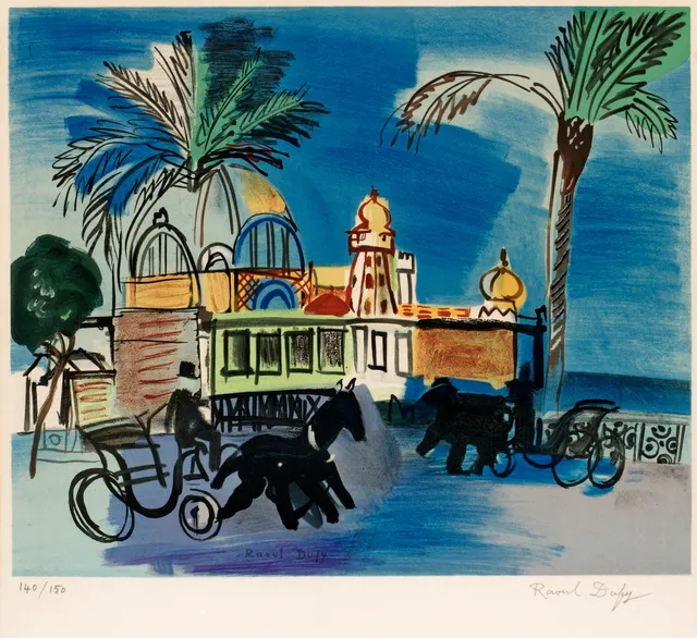Raoul Dufy, "Nice, le Casino de la jetée aux deux calèches".