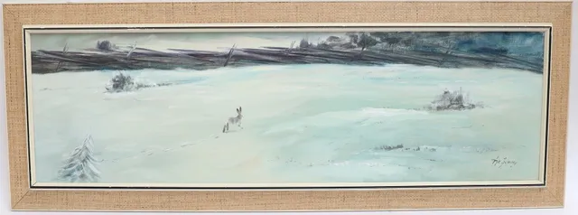 PER ÅKERED. Vinterbild med hare, oljemålning på duk, signerad.