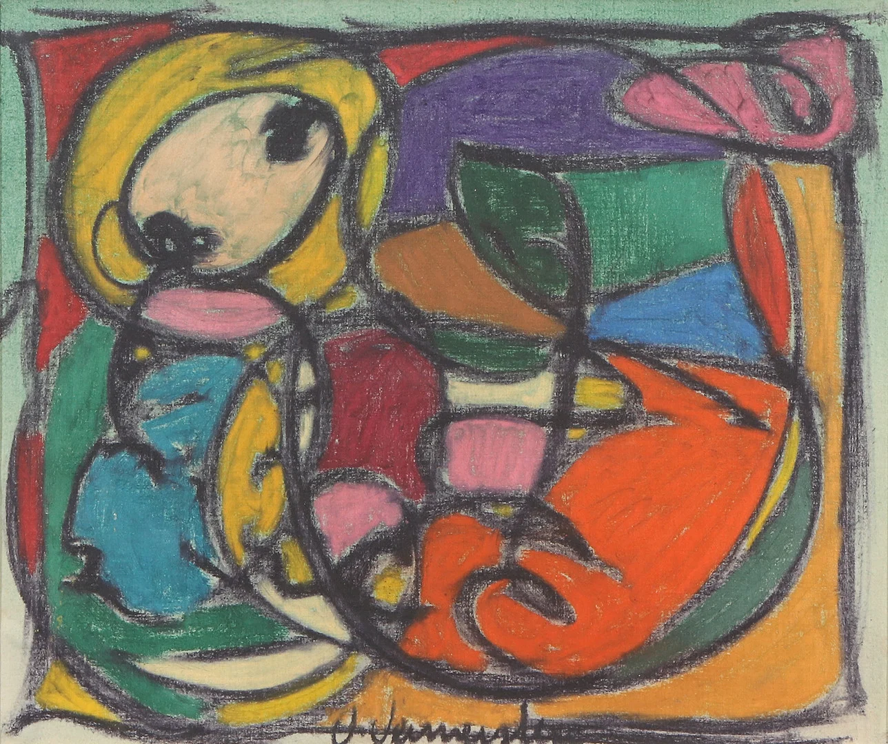 VALDEMAR VENNERSTEN. Oljemålning på duk, uppfordrad på pannå. Signerad. Abstrakt komposition. — Paintings — Skånes Auktionsverk