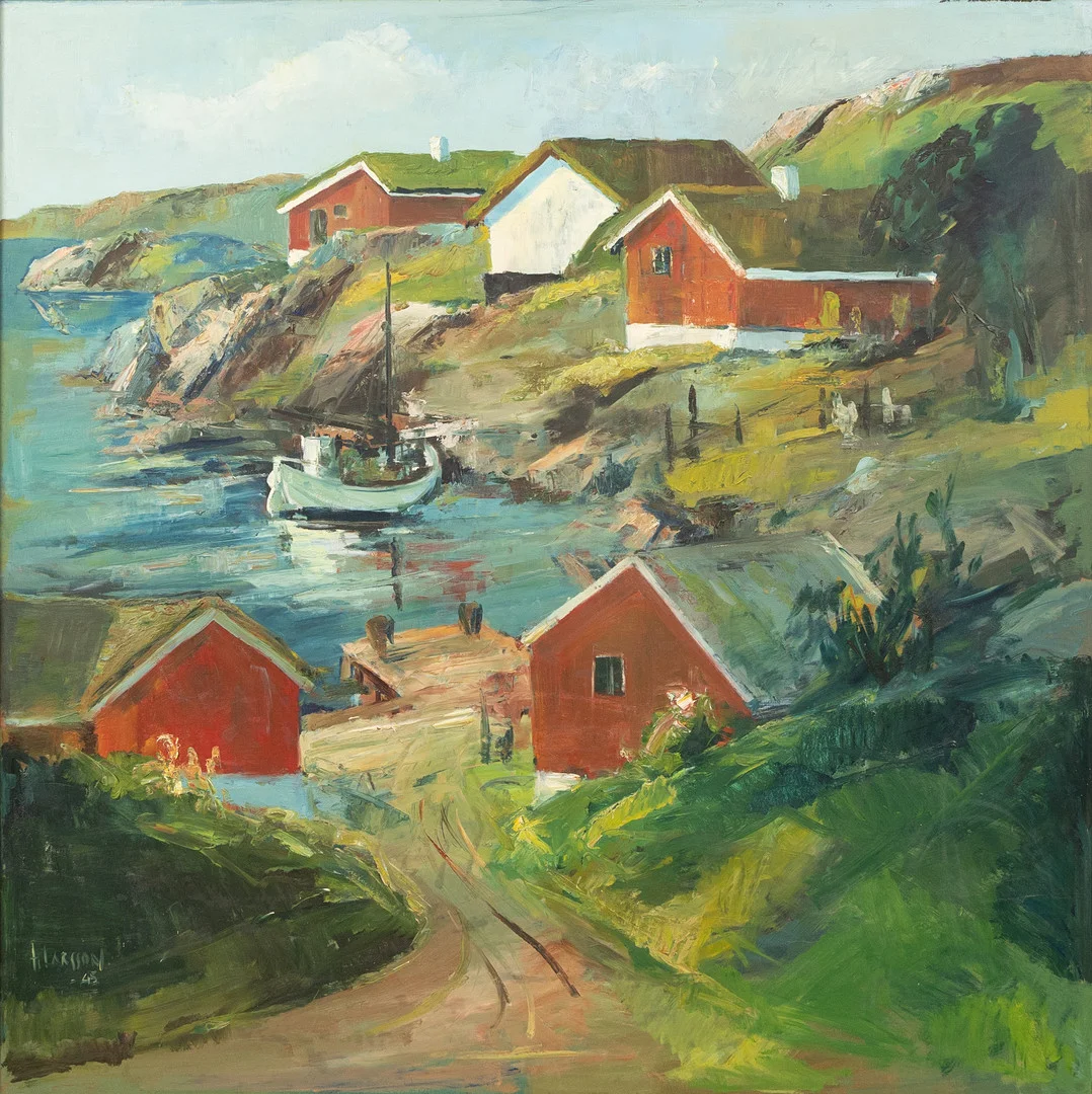 OIDENTIFIERAD KONSTNÄR. Skärgårdsmotiv från västkusten, olja på pannå, signerad och daterad -45. — Paintings — Garpenhus Auktioner