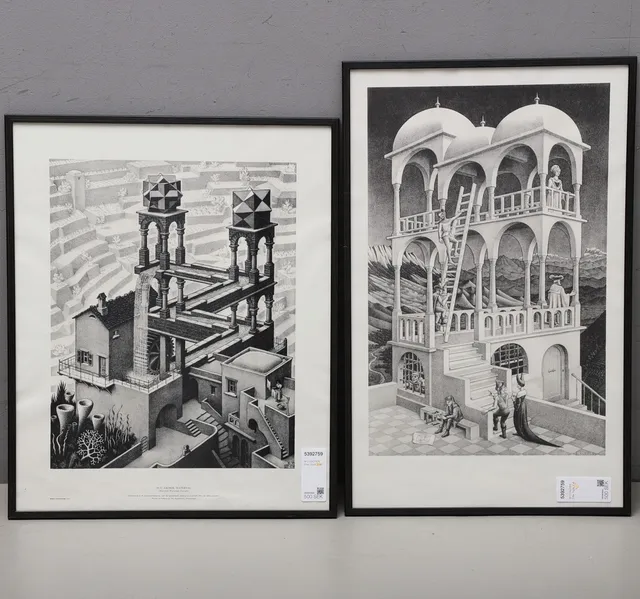 M C ESCHER. Efter, tryck, 2 st.