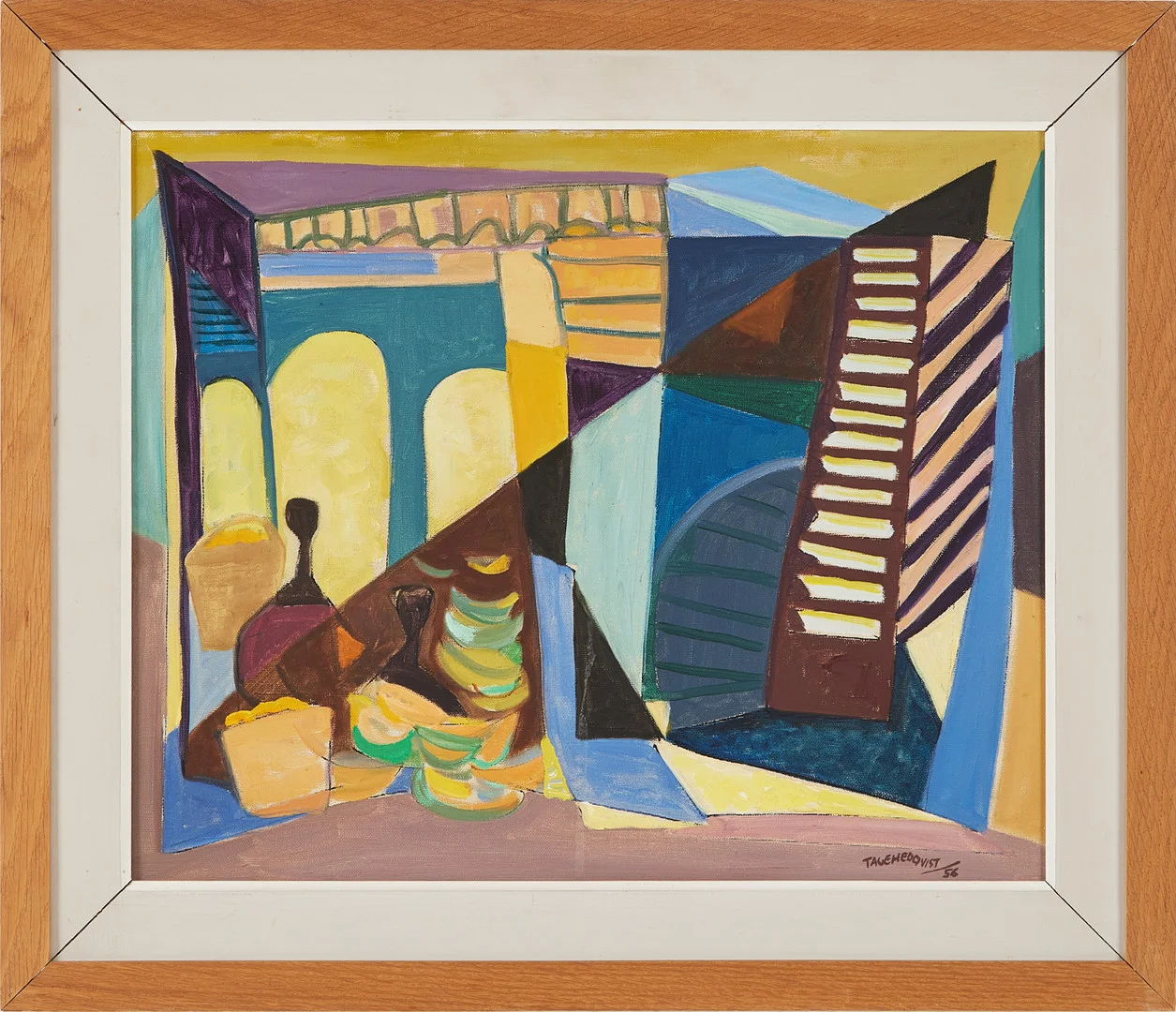 TAGE HEDQVIST. Komposition med vaser, olja på duk signerad -56. — Paintings — Stockholms Auktionsverk Magasin 5