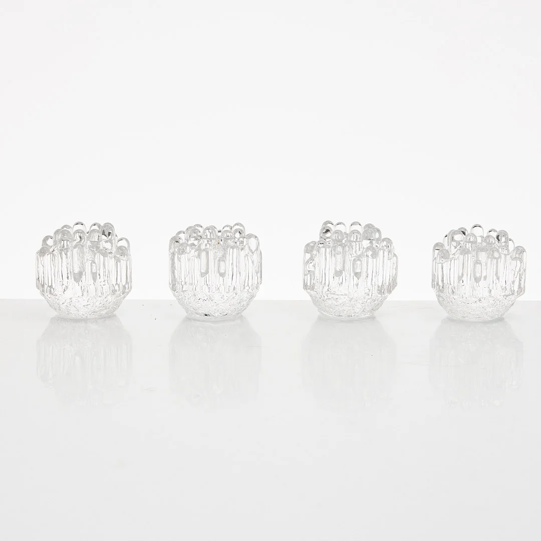 GÖRAN WÄRFF. ljuslyktor, 4 st, "Polar", Kosta Boda, klarglas. — Utility glass — Stockholms Auktionsverk Magasin 5