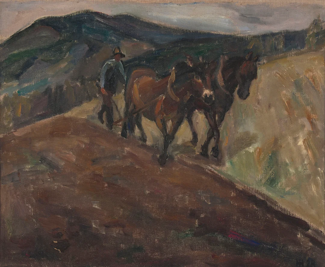 Holbø, Halvdan — Pløying i åkeren, 1928 — Kunst/Maleri — Blomqvist
