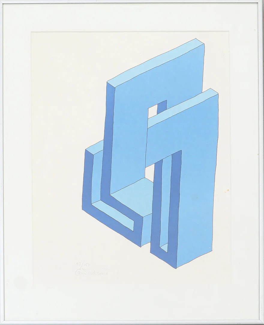OSCAR REUTERSVÄRD. "Omöjlig figur", färglitografi, signerad och numrerad 83/150. — Engravings & Prints — Södermanlands Auktionsverk