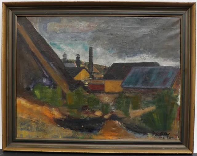 ULF HÅRD. Stadsbild, oljemålning på duk, signerad och daterad 1937.