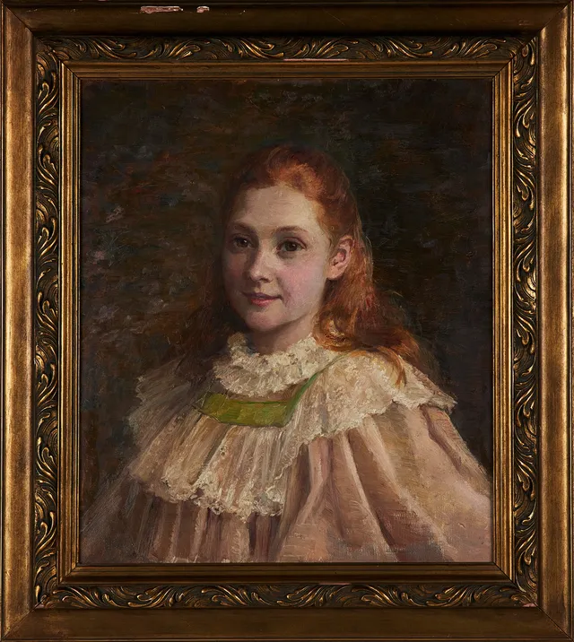 EMILIA LÖNBLAD. TILLSKRIVEN. Porträtt av ung flicka, olja på duk.