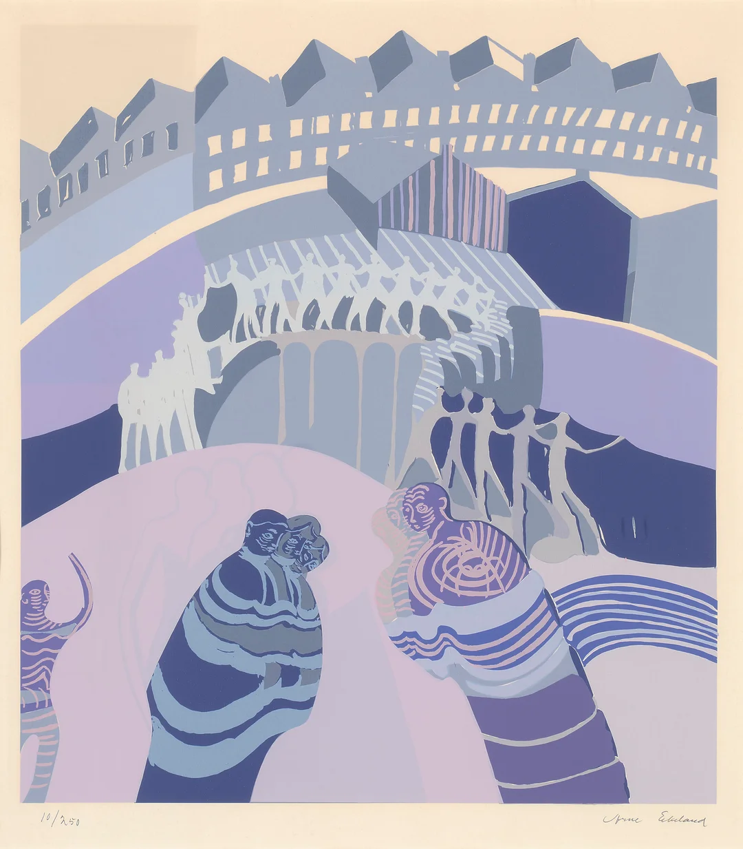 Ekeland, Arne — "Babylon faller/Opptog" 1974 — Kunst/Grafikk — Blomqvist