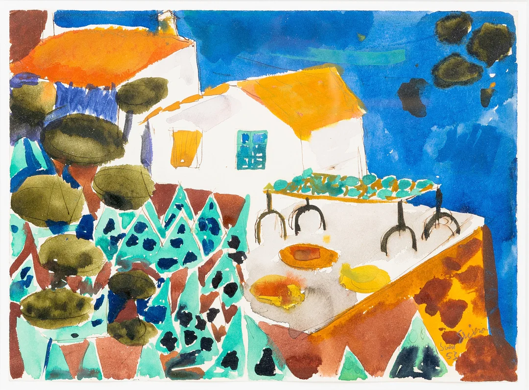 SVEN X:ET ERIXSON. Spansk stad, akvarell på papper, signerad, daterad 53. — Paintings — Auktionshuset Kolonn