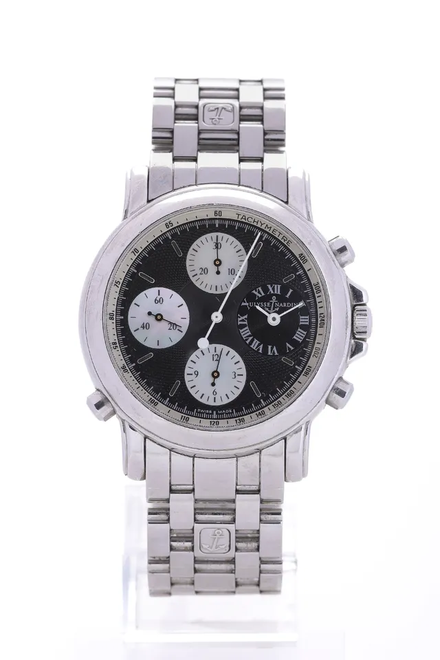 Ulysse Nardin. Steel bracelet watch, 'Berlin Rattrapante' Chronograph