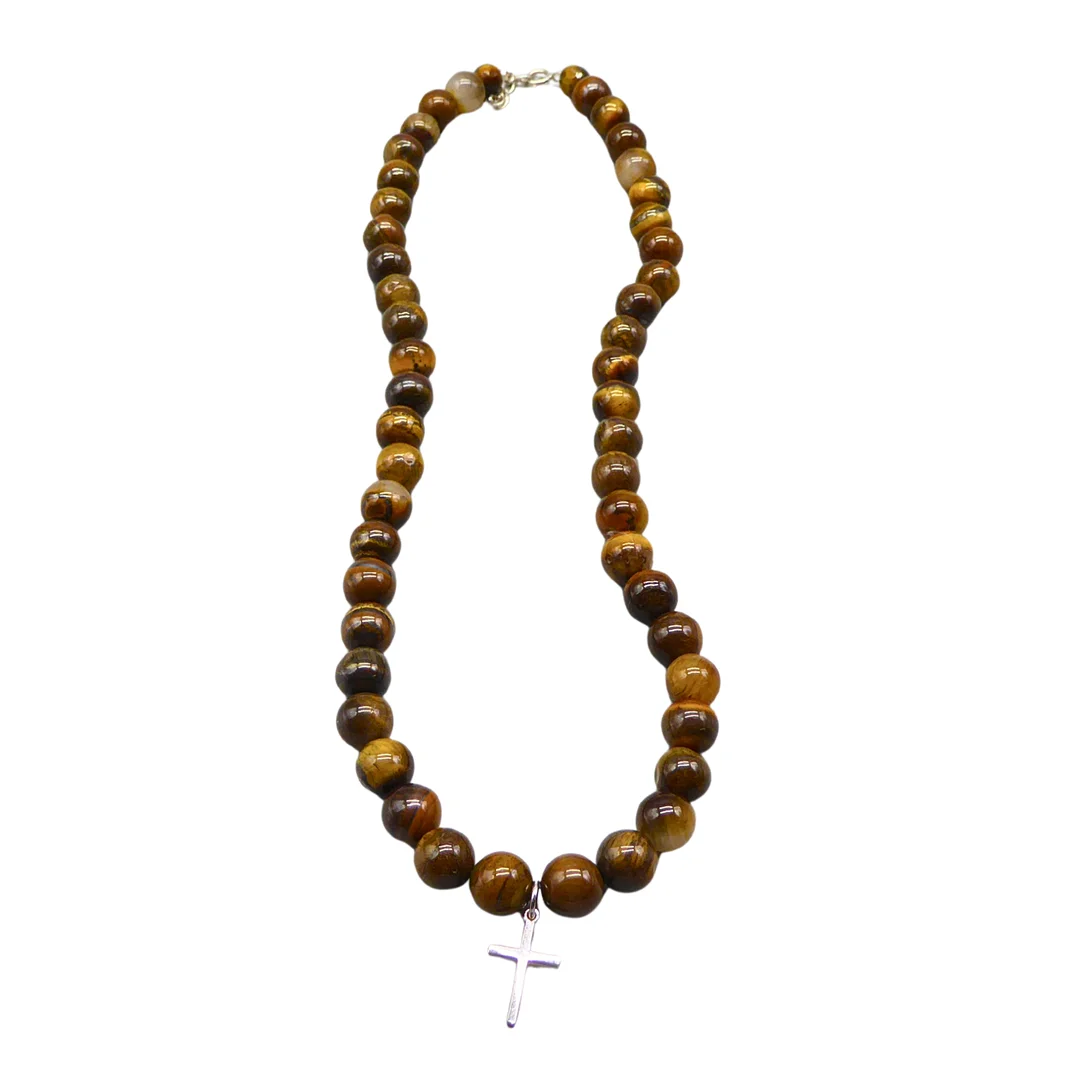 PERLENKETTE MIT TIGERAUGE UND 925ER SILBERVERSCHLUSS. — Necklace — Auktionshaus Stuber's Hammerschlag